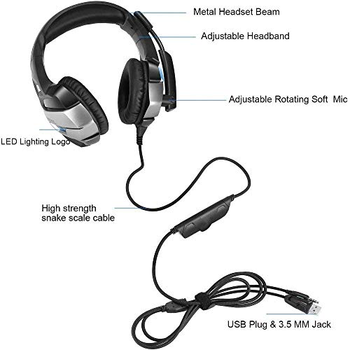 Gaming Headset Mikrofon Kopfhörer Headset 7.1 Kanal USB Gaming Headset Wired Headset für PC/MAC/PS4/Xbox Bild 5
