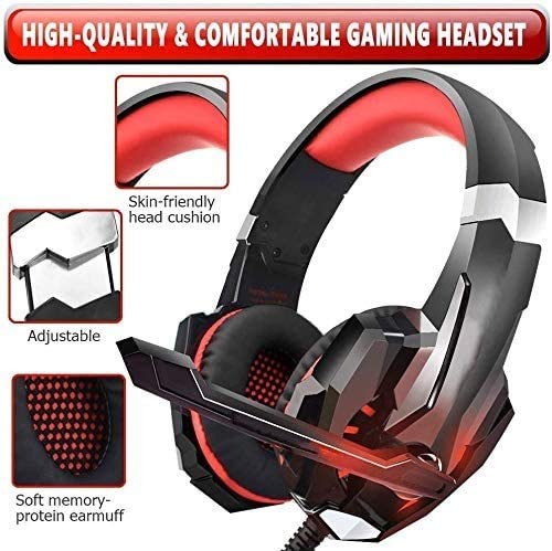 Gaming Headset Computer Game Gamer Over Ear Flexibles Mikrofon Lautstärkeregler mit Mikrofon für PC PS4 Laptop Bild 3
