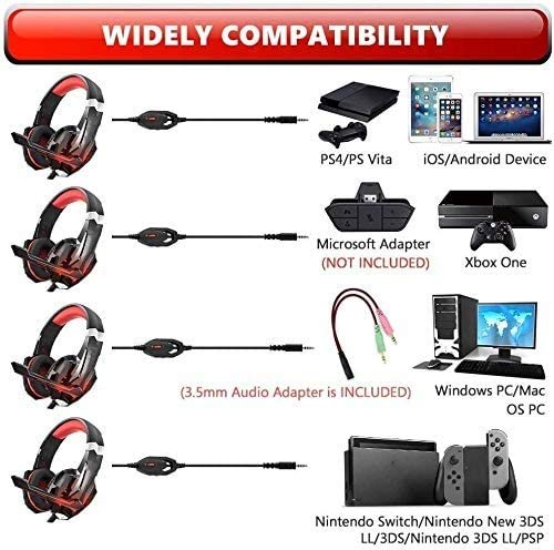 Gaming Headset Computer Game Gamer Over Ear Flexibles Mikrofon Lautstärkeregler mit Mikrofon für PC PS4 Laptop Bild 5