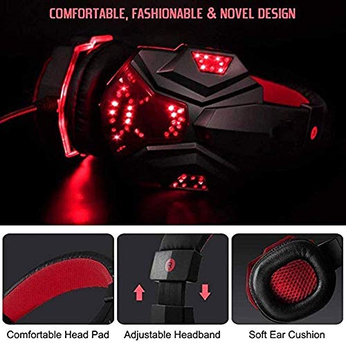 Gaming Headset PC Headset with Noise Canceling Mic LED Light 3.5mm Stereo Earphone Wired Headset for Microphone and PC laptops (Color : Blue) Bild 2