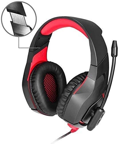 Gaming Headset Surround Sound mit Geräuschunterdrückung Mikrofon Licht Kabel Headset Rot Bild 6