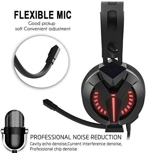 Gaming Headset - Bequemes Headset PC Gaming Headset USB Kopfhörer mit Geräuschunterdrückung Mikrofon RGB Lichter Plug Play für Laptops Computer Bild 3