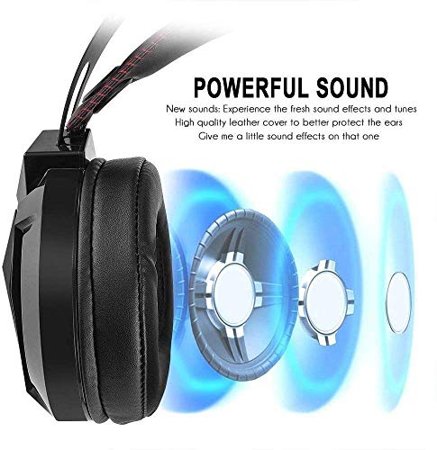 Gaming Headset - Bequemes Headset PC Gaming Headset USB Kopfhörer mit Geräuschunterdrückung Mikrofon RGB Lichter Plug Play für Laptops Computer Bild 4