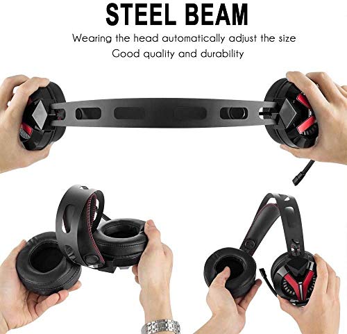 Gaming Headset - Bequemes Headset PC Gaming Headset USB Kopfhörer mit Geräuschunterdrückung Mikrofon RGB Lichter Plug Play für Laptops Computer Bild 5