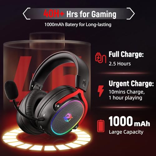 Ozeino Kabelloses Gaming-Headset mit Mikrofon für PS4 PS5 PC Bild 5