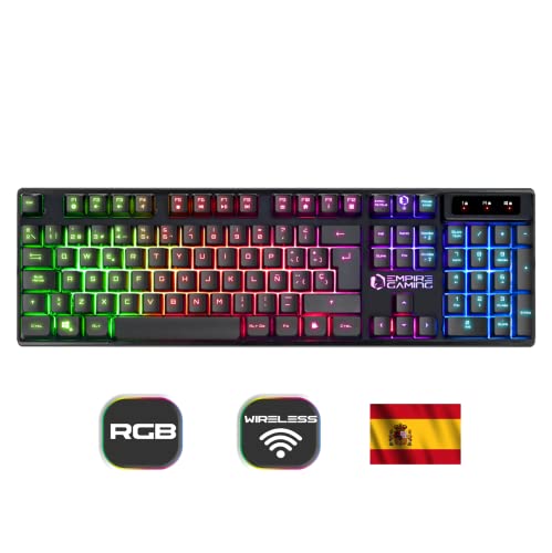 Empire Gaming - Armor RF800 Teclado y Ratón Para Gamers inalámbrico QWERTY (Layout Español) mit Mauspad - RGB Wireless 2.4 GHz Tastatur - 4800 DPI Maus - PC PS4 PS5 Xbox One/Series Mac - Schwarz Bild 2