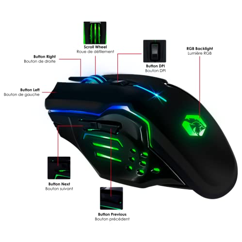 Empire Gaming - Armor RF800 Teclado y Ratón Para Gamers inalámbrico QWERTY (Layout Español) mit Mauspad - RGB Wireless 2.4 GHz Tastatur - 4800 DPI Maus - PC PS4 PS5 Xbox One/Series Mac - Schwarz Bild 5