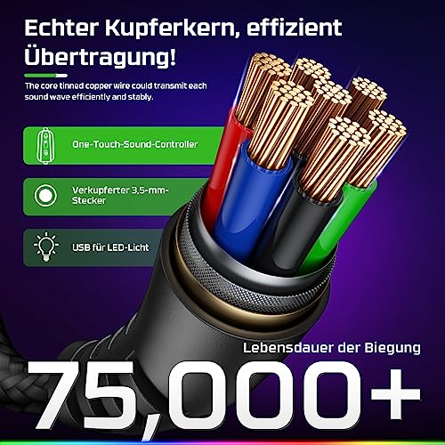 Fachixy FC200 Gaming Headset für PS4, PS5, PC, Xbox, Nintendo Switch, Gaming Headset mit Kabel und RGB Licht, Stereo Surround Kopfhörer mit Mikrofon, Noise Cancelling Headphones - GRÜN Bild 4