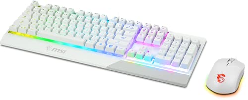 MSI Vigor GK30 Combo IT Semi Mechanische Gaming-Tastatur + Maus Gaming Clutch GM11, RGB Mystic Light, Multimedia-Hotkey, wasserabweisend, ideal auch für Büro, italienisches Layout, Weiß Bild 3
