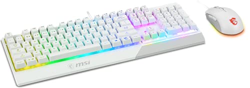 MSI Vigor GK30 Combo IT Semi Mechanische Gaming-Tastatur + Maus Gaming Clutch GM11, RGB Mystic Light, Multimedia-Hotkey, wasserabweisend, ideal auch für Büro, italienisches Layout, Weiß Bild 4