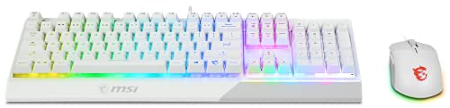 MSI Vigor GK30 Combo IT Semi Mechanische Gaming-Tastatur + Maus Gaming Clutch GM11, RGB Mystic Light, Multimedia-Hotkey, wasserabweisend, ideal auch für Büro, italienisches Layout, Weiß Bild 5