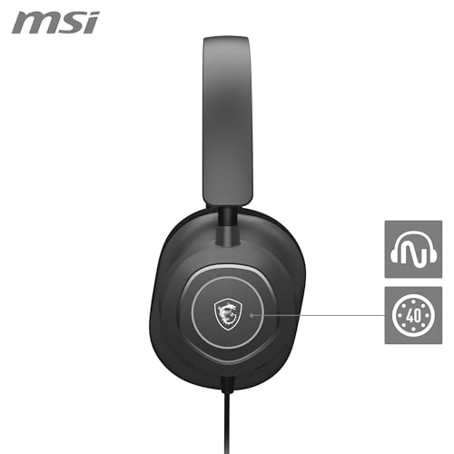 MSI Maestro 300 Gaming-Headset – 40-mm-Neodym-Treiber, unidirektionales (Nieren-) Mikrofon, Ohrpolster aus hochdichtem Schaumstoff, leichtes und drehbares Design, USB-C, USB-C-zu-A-Adapter Bild 2