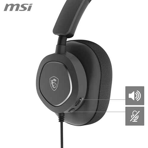 MSI Maestro 300 Gaming-Headset – 40-mm-Neodym-Treiber, unidirektionales (Nieren-) Mikrofon, Ohrpolster aus hochdichtem Schaumstoff, leichtes und drehbares Design, USB-C, USB-C-zu-A-Adapter Bild 5