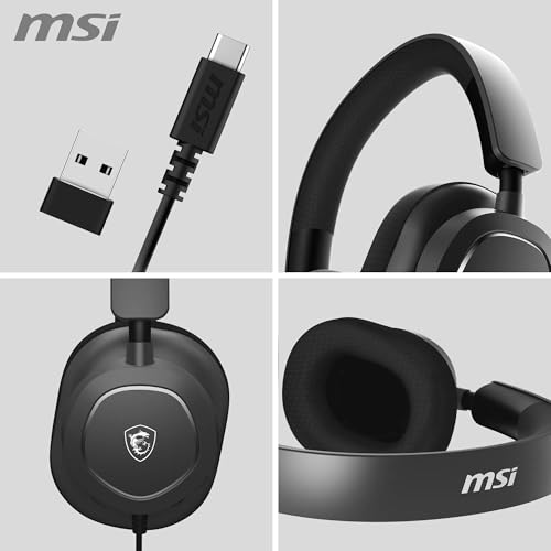 MSI Maestro 300 Gaming-Headset – 40-mm-Neodym-Treiber, unidirektionales (Nieren-) Mikrofon, Ohrpolster aus hochdichtem Schaumstoff, leichtes und drehbares Design, USB-C, USB-C-zu-A-Adapter Bild 6