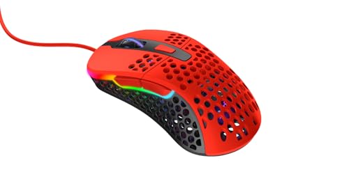 Xtrfy M4 RGB, ultraleichte kabelgebundene Gaming-Maus, ergonomisches Design für Rechtshänder, hochmoderner Pixart 3389 Sensor, einstellbare RGB-Beleuchtung, Kripparrian Red Edition Bild 2