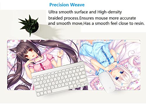 Großes Anime-Gaming-Mauspad Nekopara Chocolat Vanilla Azuki - Laptop-Mauspad Mit Genähtem Rand Und Rutschfester Gummiunterseite Für Computertastatur Und Mäuse - 80 x 30 cm Bild 4