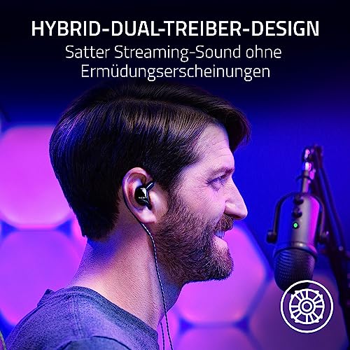 Razer Moray - Ergonomischer In-Ear-Ohrhörer für Streaming 24/7 (Hybrid-Dual-Treiber-Design, Ergonomisch flaches Design, Beste passive Schallisolierung) Schwarz Bild 3