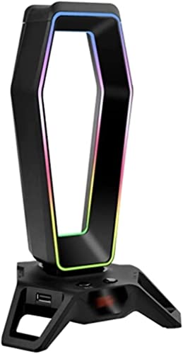 Gaming Headset Ständer RGB-Headset-Ständer, Multifunktionaler Kopfhörerhalter, Display-Regal Mit 3 USB 2.0 / Virtual 7.1 Surround Universal Controller Halte (Color : Black) Bild 1