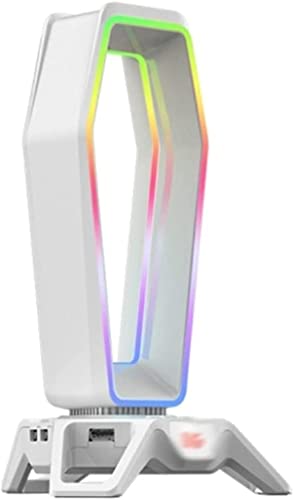 Gaming Headset Ständer RGB-Headset-Ständer, Multifunktionaler Kopfhörerhalter, Display-Regal Mit 3 USB 2.0 / Virtual 7.1 Surround Universal Controller Halte (Color : White) Bild 1
