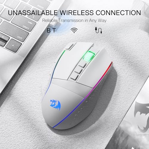 Redragon M991 Kabellose Gaming-Maus, 19.000 DPI kabelgebundene/kabellose Maus mit Schnellfeuertaste, 9 Makrotasten, 45 Stunden dauerhafte Stromversorgung und RGB für PC/Mac/Laptop Bild 3