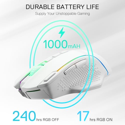 Redragon M991 Kabellose Gaming-Maus, 19.000 DPI kabelgebundene/kabellose Maus mit Schnellfeuertaste, 9 Makrotasten, 45 Stunden dauerhafte Stromversorgung und RGB für PC/Mac/Laptop Bild 5