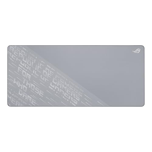 ASUS ROG Scabbard II Arctic Gray XXL Gaming-Mauspad (großes 900 x 400 mm Mousepad, wasser-, öl- und staubabweisende Oberfläche, ausfransungssichere, flach genähte Kanten, rutschfeste Gummibasis, Grau) Bild 1