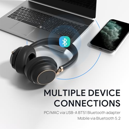 Yealink BH76 Plus Bluetooth Headset Noise Cancelling für Work, Headsets mit Mikrofon Bluetooth Einziehbarem Verstecktem, Teams Zertifiziertes ANC Kopfhörer Kabellos Bild 2