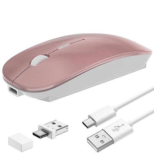 Azmall Wireless Mouse Slim Rechargeable Maus Kabellos for MacBook Air/Laptop/Ipad/Computer/Windows Android Tablet,Mini Silent Mice (Roségold) Bild 1