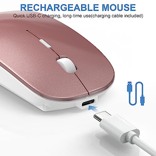 Azmall Wireless Mouse Slim Rechargeable Maus Kabellos for MacBook Air/Laptop/Ipad/Computer/Windows Android Tablet,Mini Silent Mice (Roségold) Bild 3