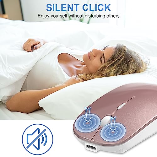 Azmall Wireless Mouse Slim Rechargeable Maus Kabellos for MacBook Air/Laptop/Ipad/Computer/Windows Android Tablet,Mini Silent Mice (Roségold) Bild 4