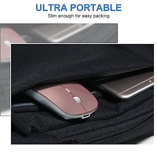Azmall Wireless Mouse Slim Rechargeable Maus Kabellos for MacBook Air/Laptop/Ipad/Computer/Windows Android Tablet,Mini Silent Mice (Roségold) Bild 6