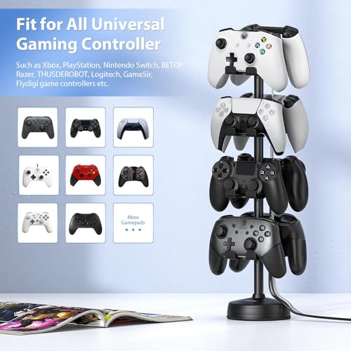 Controller Halter 4 Ebenen für 8 PS5 PS4 Nintendo Switch Xbox Gaming Controller, Kopfhörer Ständer Controller Halterung mit Saugnapfbasis, Headset Ständer für PlayStation 5 Game Controller Bild 4