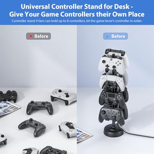 Controller Halter 4 Ebenen für 8 PS5 PS4 Nintendo Switch Xbox Gaming Controller, Kopfhörer Ständer Controller Halterung mit Saugnapfbasis, Headset Ständer für PlayStation 5 Game Controller Bild 6