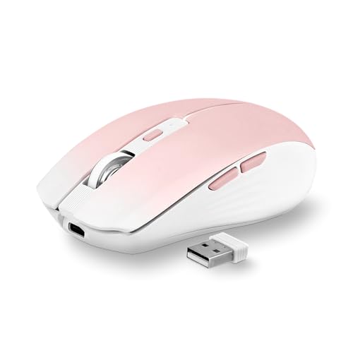T'nB - Kabellose Maus, Dual Mode Bluetooth und USB-A, Wiederaufladbar, Lange Akkulaufzeit, Leise, 1600 DPI Genauigkeit, 6 Tasten, Kompatibel mit Windows, Linus und MacOs - Pinke Bild 1
