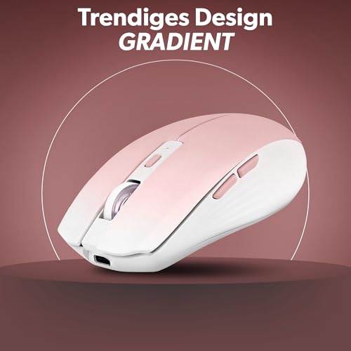 T'nB - Kabellose Maus, Dual Mode Bluetooth und USB-A, Wiederaufladbar, Lange Akkulaufzeit, Leise, 1600 DPI Genauigkeit, 6 Tasten, Kompatibel mit Windows, Linus und MacOs - Pinke Bild 2