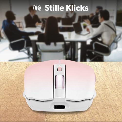 T'nB - Kabellose Maus, Dual Mode Bluetooth und USB-A, Wiederaufladbar, Lange Akkulaufzeit, Leise, 1600 DPI Genauigkeit, 6 Tasten, Kompatibel mit Windows, Linus und MacOs - Pinke Bild 6