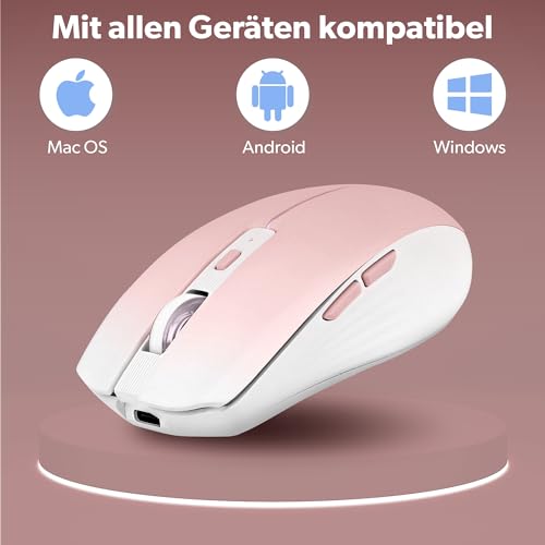 T'nB - Kabellose Maus, Dual Mode Bluetooth und USB-A, Wiederaufladbar, Lange Akkulaufzeit, Leise, 1600 DPI Genauigkeit, 6 Tasten, Kompatibel mit Windows, Linus und MacOs - Pinke Bild 7