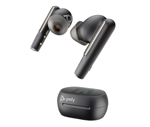 Poly Voyager Free 60+ UC In-Ear-Headset – Noise Cancelling-Mikrofone für klare Gespräche – ANC – Touchscreen-Ladecase – Funktioniert mit iPhone, Android, PC/Mac – Teams-zertifiziert – Schwarz Bild 1