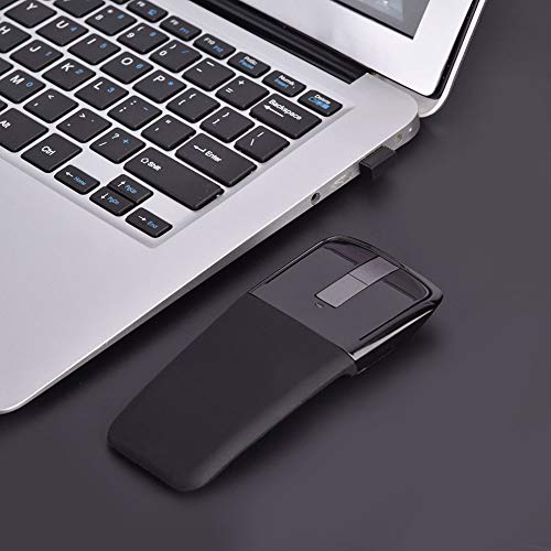 Vikye Bluetooth Arc Touch Maus 2,4 GHz Faltbare mit USB-Empfänger für PC, Laptop, Smart TV (Schwarz) Bild 3