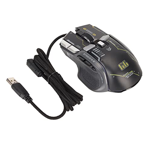 Yunseity Kabelgebundene Gaming-Maus, mit 10 Makroprogrammierbaren Seitentasten, 12800 DPI Ergonomische Maus mit 13 RGB-Lichtmodi, für Laptop-PC-Desktop (Schwarz) Bild 2