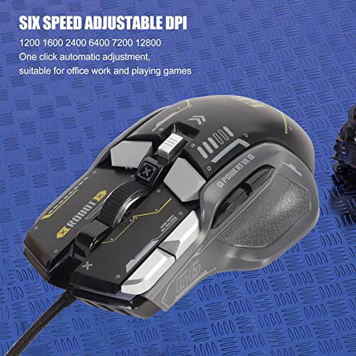 Yunseity Kabelgebundene Gaming-Maus, mit 10 Makroprogrammierbaren Seitentasten, 12800 DPI Ergonomische Maus mit 13 RGB-Lichtmodi, für Laptop-PC-Desktop (Schwarz) Bild 3