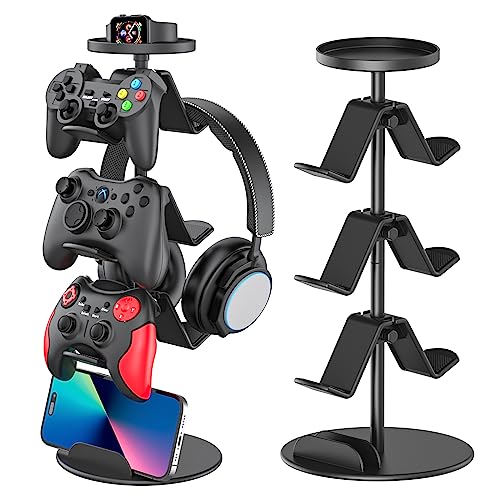 Game Controller Ständer Kopfhörerhalter, Multi Verstellbarer Game Controller Headset Aufhänger für alle Universal Gaming PC Zubehör, Xbox PS4 PS5 Nintendo Switch Bild 1