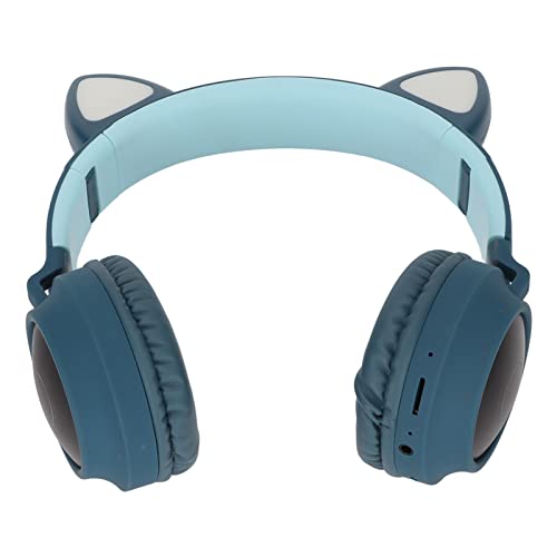 Cat Ear Kopfhörer, Wireless 5.0 Gaming Headset Tragbarer Faltbarer Stereo Over Ear Kopfhörer mit LED-Licht für Erwachsene Mädchen Jungen (Blau Grün) Bild 4