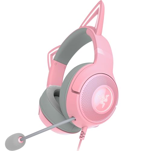Razer Kraken Kitty V2 - Kabelgebundenes RGB-Headset mit Katzenohren (Reaktive Streaming-Beleuchtung, HyperClear Mikro, Triforce 40mm Treiber, 7.1 Surround Sound) Quartz Bild 1