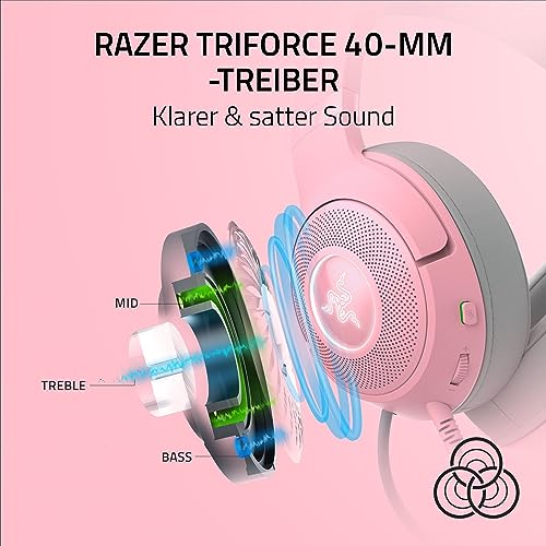 Razer Kraken Kitty V2 - Kabelgebundenes RGB-Headset mit Katzenohren (Reaktive Streaming-Beleuchtung, HyperClear Mikro, Triforce 40mm Treiber, 7.1 Surround Sound) Quartz Bild 5