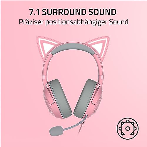 Razer Kraken Kitty V2 - Kabelgebundenes RGB-Headset mit Katzenohren (Reaktive Streaming-Beleuchtung, HyperClear Mikro, Triforce 40mm Treiber, 7.1 Surround Sound) Quartz Bild 6