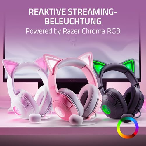 Razer Kraken Kitty V2 - Kabelgebundenes RGB-Headset mit Katzenohren (Reaktive Streaming-Beleuchtung, HyperClear Mikro, Triforce 40mm Treiber, 7.1 Surround Sound) Schwarz Bild 4