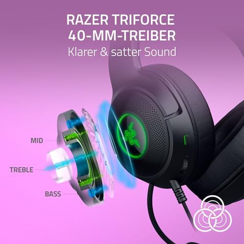 Razer Kraken Kitty V2 - Kabelgebundenes RGB-Headset mit Katzenohren (Reaktive Streaming-Beleuchtung, HyperClear Mikro, Triforce 40mm Treiber, 7.1 Surround Sound) Schwarz Bild 6