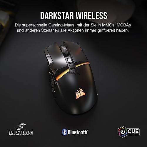 Corsair DARKSTAR Wireless MMO/MOBA Gaming-Maus - 26.000 DPI - 15 Programmierbare Tasten - Bis zu 80 Stunden Akkulaufzeit - iCUE-Kompatibel - PC, PS5, PS4, Xbox - Schwarz Bild 2