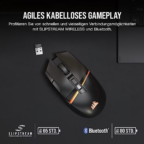 Corsair DARKSTAR Wireless MMO/MOBA Gaming-Maus - 26.000 DPI - 15 Programmierbare Tasten - Bis zu 80 Stunden Akkulaufzeit - iCUE-Kompatibel - PC, PS5, PS4, Xbox - Schwarz Bild 5